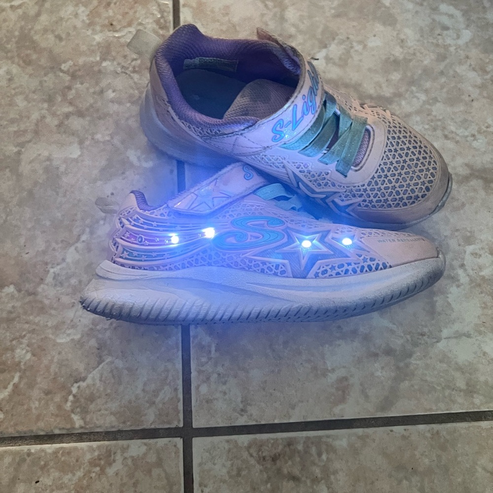 Skechers Pink and Blue Light-Up Sneakers with Cushioned Sole